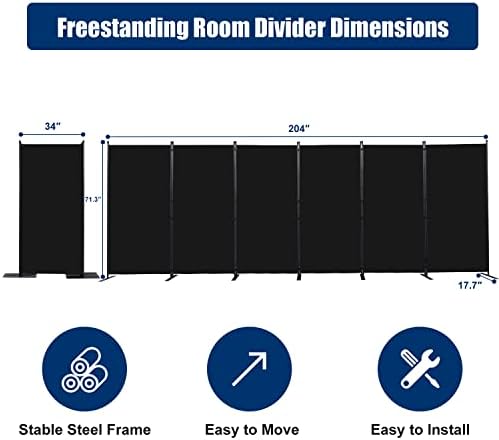 Room Divider 6 Panel-204''Wide, 6FT Room Dividers and Folding Privacy Screen - Image 6
