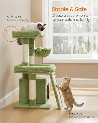Feandrea Cat Tree, 33.8" Cat Tower, Scratching Posts and Ramp - Image 7