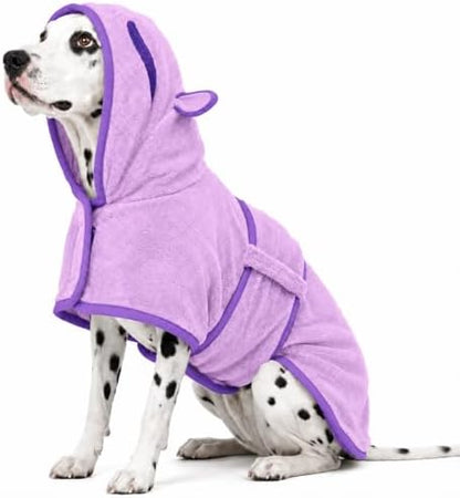 Dog Bathrobe, Fast Drying Coat, Super Absorbent Bath Towel Purple XL by ADNIKIA