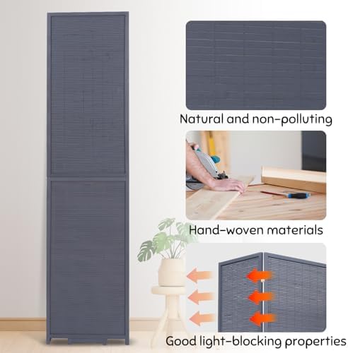 Bamboo Mesh Woven Room Divider 5.6FT, 6 Panel Folding Privacy Screen - Image 3