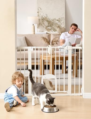 Babelio Dog Gate with Adjustable Cat Door, CatPrivilege III by BABELIO