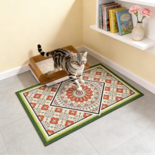 Extra Large Cat Litter Mat 30"x24", Heavy-Duty Litter Rug Catcher by BLESWIN