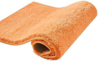 CozeCube Orange 36"x24" Shaggy Non Slip Soft Washable Bath Mat by CozeCube