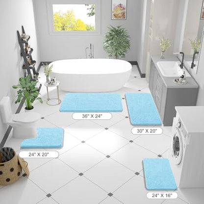 OLANLY Bathroom Runner Rugs 47x17, Extra Soft Absorbent Chenille Bath Rugs - Image 2