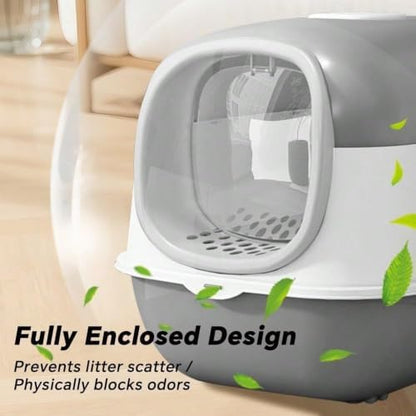 Cat Foldable Litter Box with Lid & Scoop – Middle Enclosed Anti-Splashing - Image 5