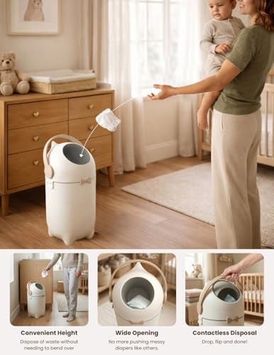 iTouchless Odor-Locking Nursery Pail | 2026 Award-Winning Bin | Boho White - Image 4