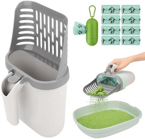Cat Litter Scooper with Holder, Upgraded Cat Litter Shovel with 135 Bags by MYPIN