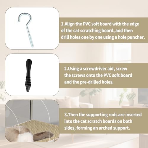 3 Function in 1 Cardboard Cat Scratcher Board, 31.5 in Cat Scratcher House - Image 6