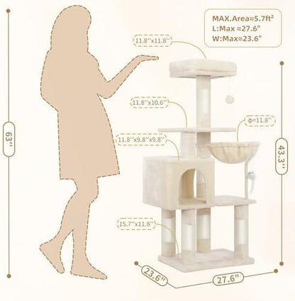 Heybly Cat Tree with Toy, 43.3 inch Cat Tower - Image 5