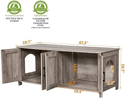 Homhedy 47.2”L Cat Litter Box Enclosure - Image 3