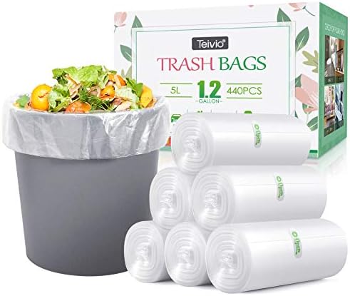 1.2 Gallon 440 Counts Strong Trash Bags Garbage Bags by Teivio, Bin Liners by Teivio