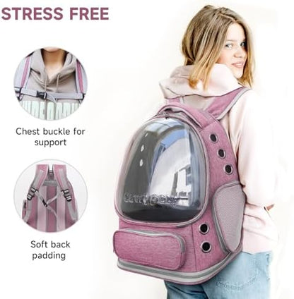 Cawypety Cat Backpack Carrier Large Space Bubble Backpack up to 12lbs Pink - Image 5