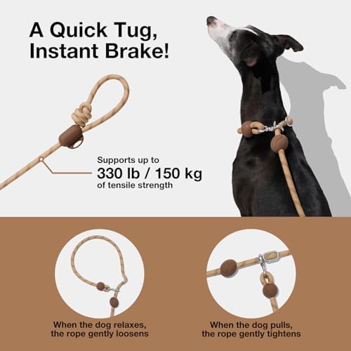 VETRESKA Hands-Free Dog Leash, 8FT Coffee Rope Leash - Image 3