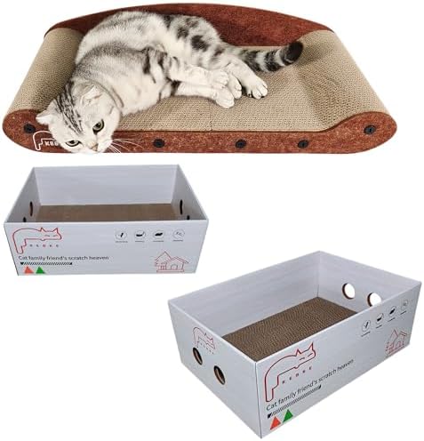 Cat Scratcher Medium Sofa Bed Scratcher & Scratcher Box Corrugated Cardboard - Image 2