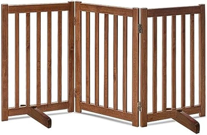 LZRS Wooden Free Standing Dog Gate 60" W x 30" H, Foldable Solid Hardwood Pet by LZRSPET