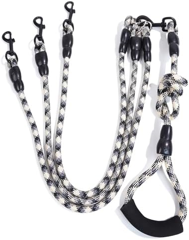 3 in 1 Dog Leash for 1-3 Dogs, 360° Swivel by Heyllou