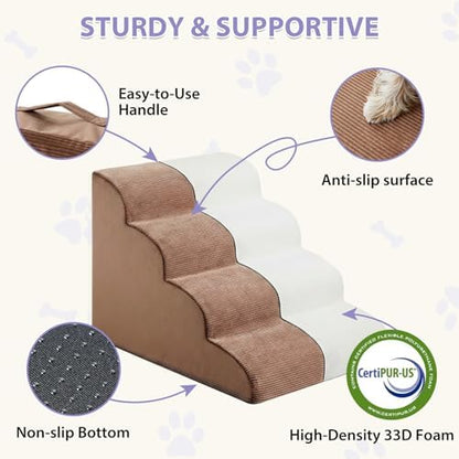 LEXTRO Dog Stairs for Bed, 4-Steps Dog Ramp for Bed, Pet Stair - Image 4