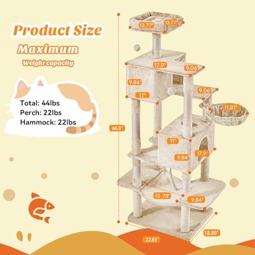 DUMOS 66 Inch Large Cat Tree Tower - Image 6