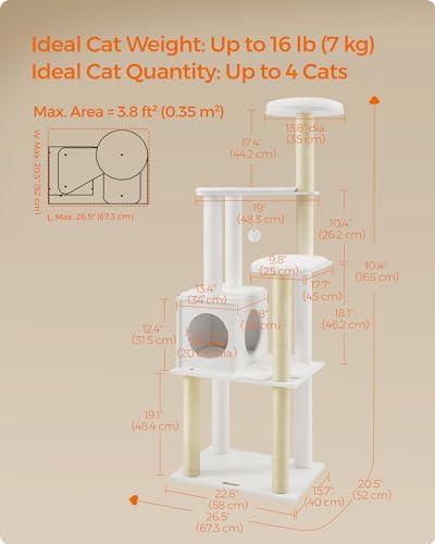 Feandrea Cat Tree, 65-Inch Multi-Level Tower - Image 5