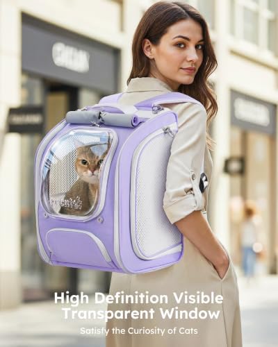 Pecute Cat Backpack Carrier, Large Space Cat Bubble Backpack, Light Purple - Image 2