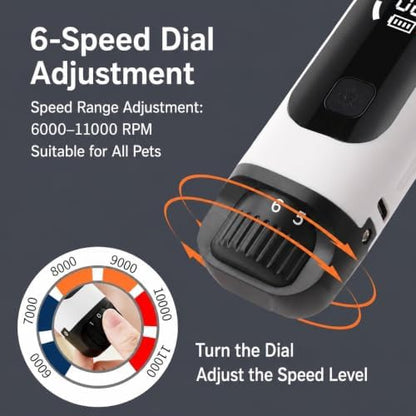 Quiet Electric Pet Nail Grinder, Dual LED Light and Color Display, 6 Speed - Image 4