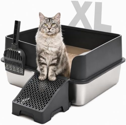 MUTTROS Stainless Steel Cat Litter Box, 69L XL High Sided by MUTTROS