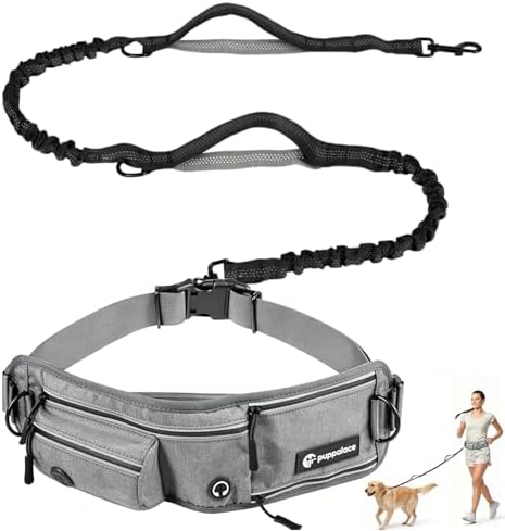 Hands Free Dog Leash with Waist Pack Bungee by Puppalace