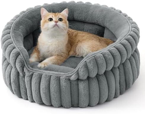 Bedsure ComfyFleece® Washable Cute Cat Bed, Soft Round Kitten Bed by BEDSURE