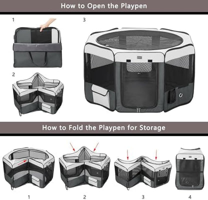 DONORO Dog Playpen Portable Pet Play Pens - Image 3