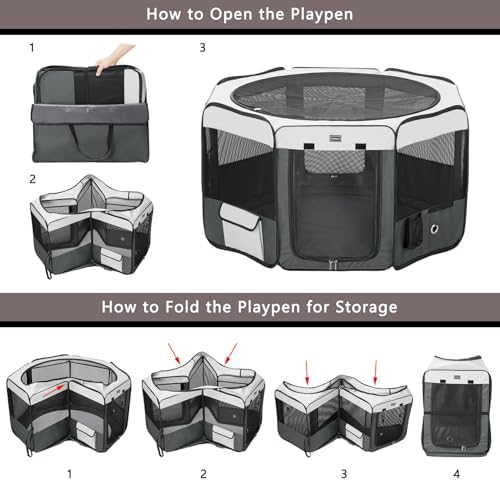 DONORO Dog Playpen Portable Pet Play Pens - Image 3