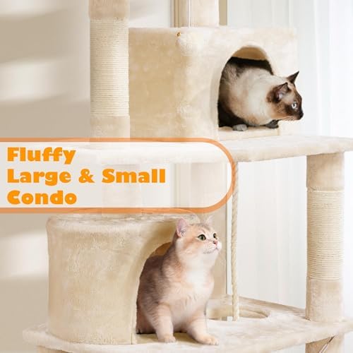 Yaheetech 62.5in Cat Tree with 2 Cat-Ear Perches & 2 Condos - Image 4