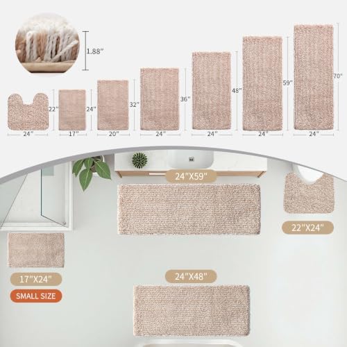 Disolla Beige & White Bathroom Rugs 24x48, Non-Slip Plush Thick Bath Mat - Image 3