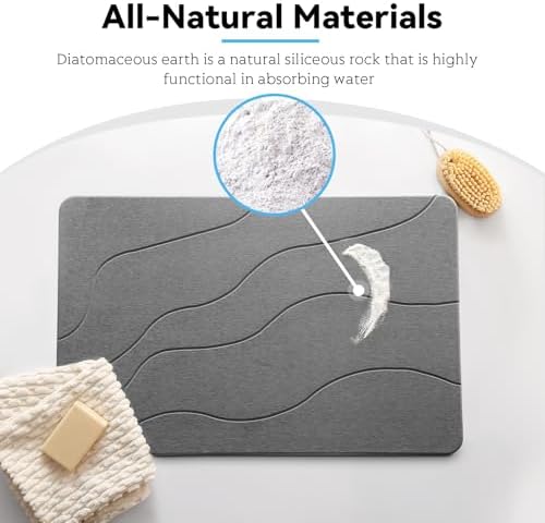Stone Bath Mat, Dries Quickly, Non-Slip Diatomaceous Earth Bath Mats - Image 6