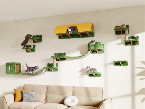 16-in-1 Cat Wall Shelves, Cat Furniture w/Tunnel & Bridge by Homiflex
