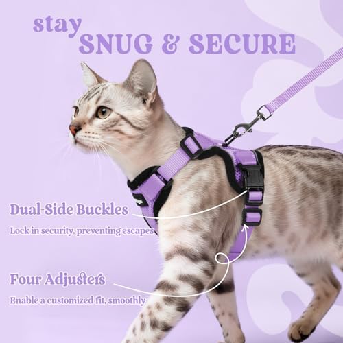 rabbitgoo Cat Harness and Leash Set, Escape Proof Vest, Light Purple - Image 6
