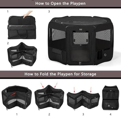 DONORO Dog Playpen Portable Pet Play Pens - Image 3