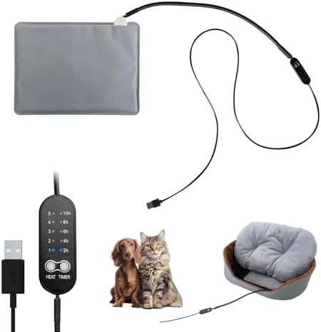 USB Pet Heating Pad – Turns Any Pet Bed Heated, 5V/2A Required, 5-Temp & Timer by GooCarePetSupplies