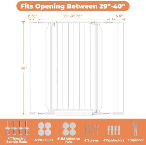 50" Extra Tall Baby Gate No Drilling, Auto Close Dog Gate - Image 6