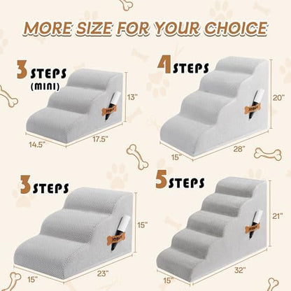 Romrol Dog Stairs Ramp for Beds Couches, Extra Wide Pet Steps - Image 2