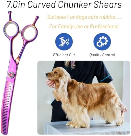 7in 25° Curved 33 Teeth Chunker Dog Grooming Scissors - Image 2