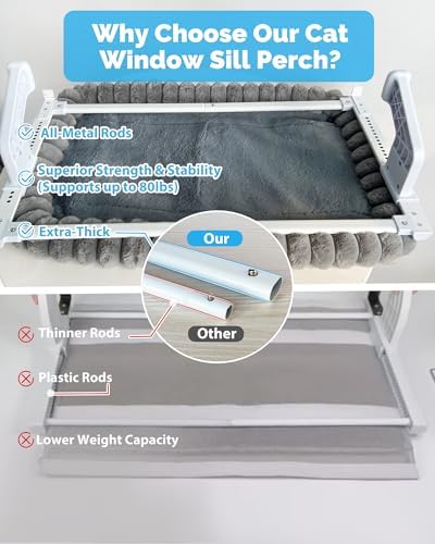 Heavy-Duty Cat Window Perch – Soft, Cozy & Warm Plush Cover - Image 4