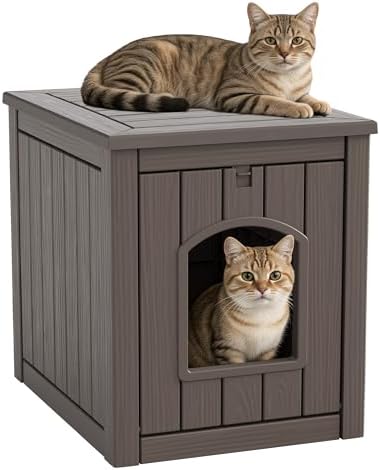 Cat Litter Box Enclosure, Openable Front Door Outdoor Enclosed Cat Litter Box by Unknown