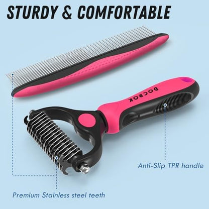 Docrok Pet Grooming Brush and Metal Comb Combo - Image 6