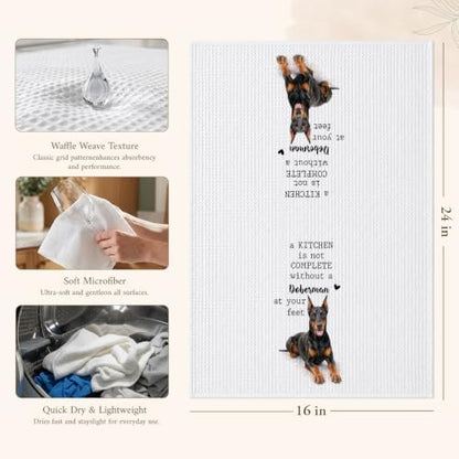 Doberman Kitchen Towel, Funny Dog Lover Kitchen Decor - Image 2
