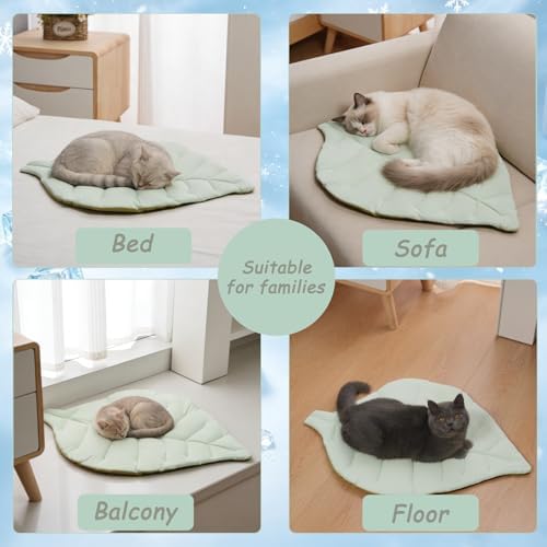 Cat Cooling Mat Cat Leaf Bed Mat Comfortable Soft Fabric Breathable Cozy - Image 2