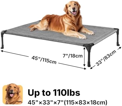 Veehoo Outdoor Elevated Dog Bed Large Sized Dogs, Cooling Raised Dog Cots - Image 6