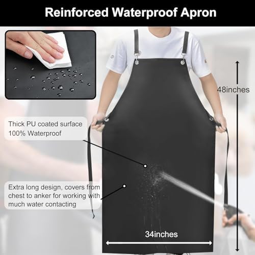 SHEOMERN 2 Pack Waterproof Rubber Apron, Lab Work, Dog Grooming - Image 2