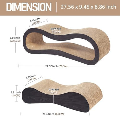 FluffyDream 2 in 1 Cat Scratcher Cardboard Lounge Bed, Cat Scratching Post - Image 2