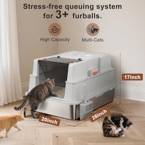 AIPERRO Extra Large Enclosed Stainless Steel Cat Litter Box - Image 5