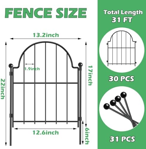 30 Pack Decorative Garden Fence, 17in x 32ft, - Image 2